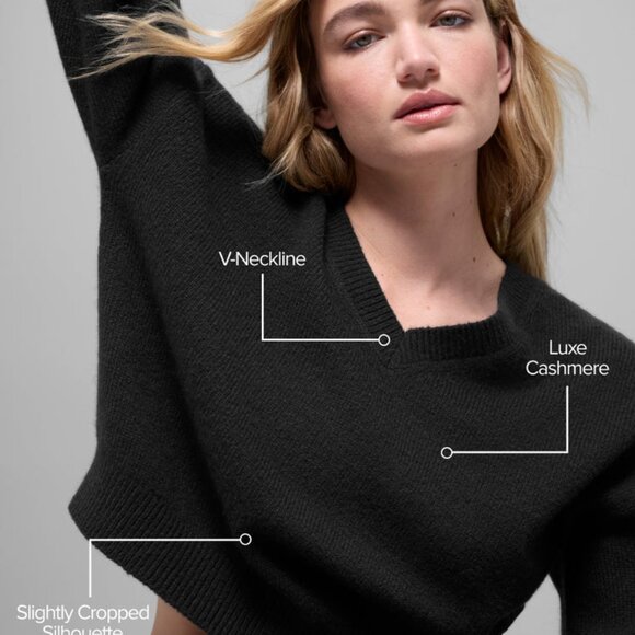 Alo Yoga Cashmere New Class V-Neck Sweater Black - Picture 4 of 4